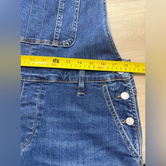 NWOT Judy Blue High Waist Destroyed Double Cuff Overall Denim Shorts Dark Wash - Picture 13 of 14